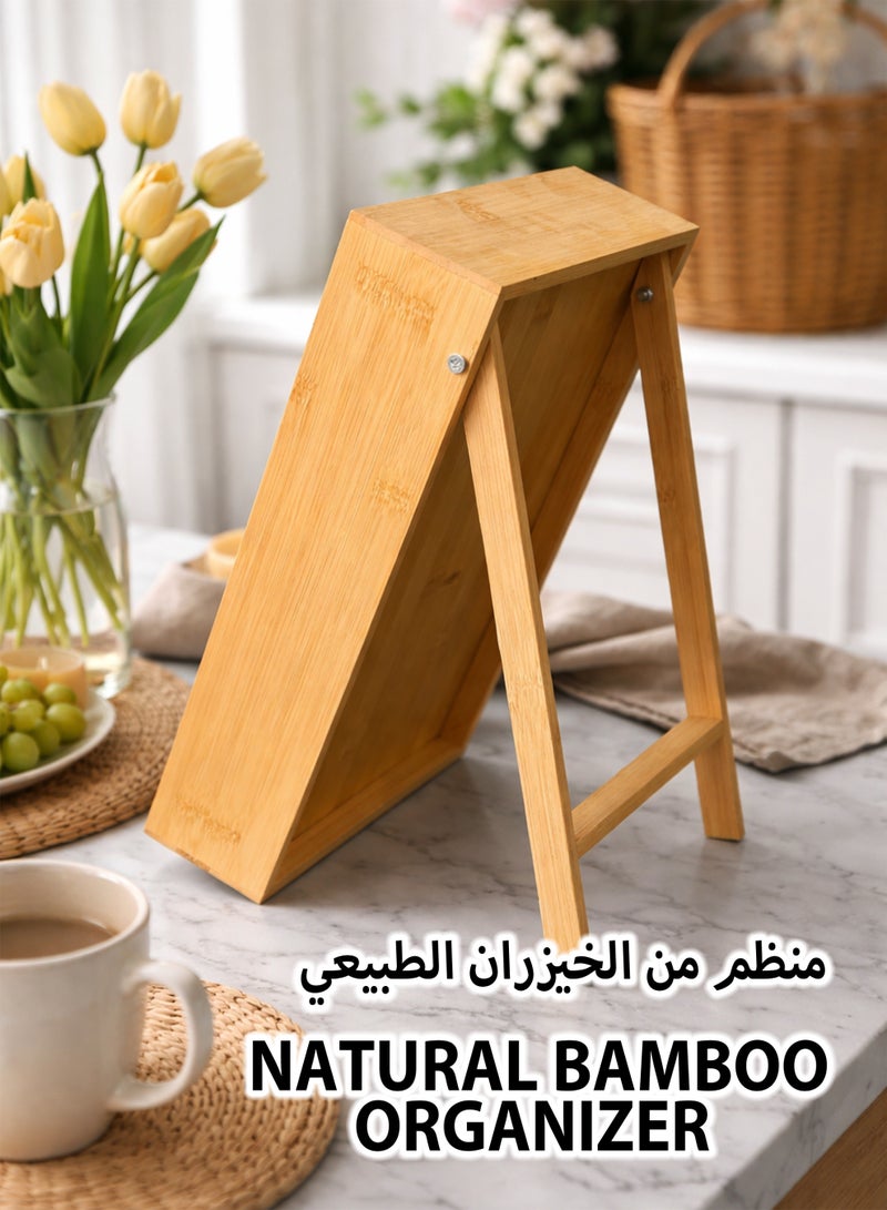 توشيونيكس منظم برطمانات توابل من الخيزران مكون من 9 قطع مع برطمانات زجاجية من البوروسيليكات - رف تخزين مطبخ قابل للطي مع أغطية محكمة الإغلاق للتوابل والأعشاب والبهارات - Image 4